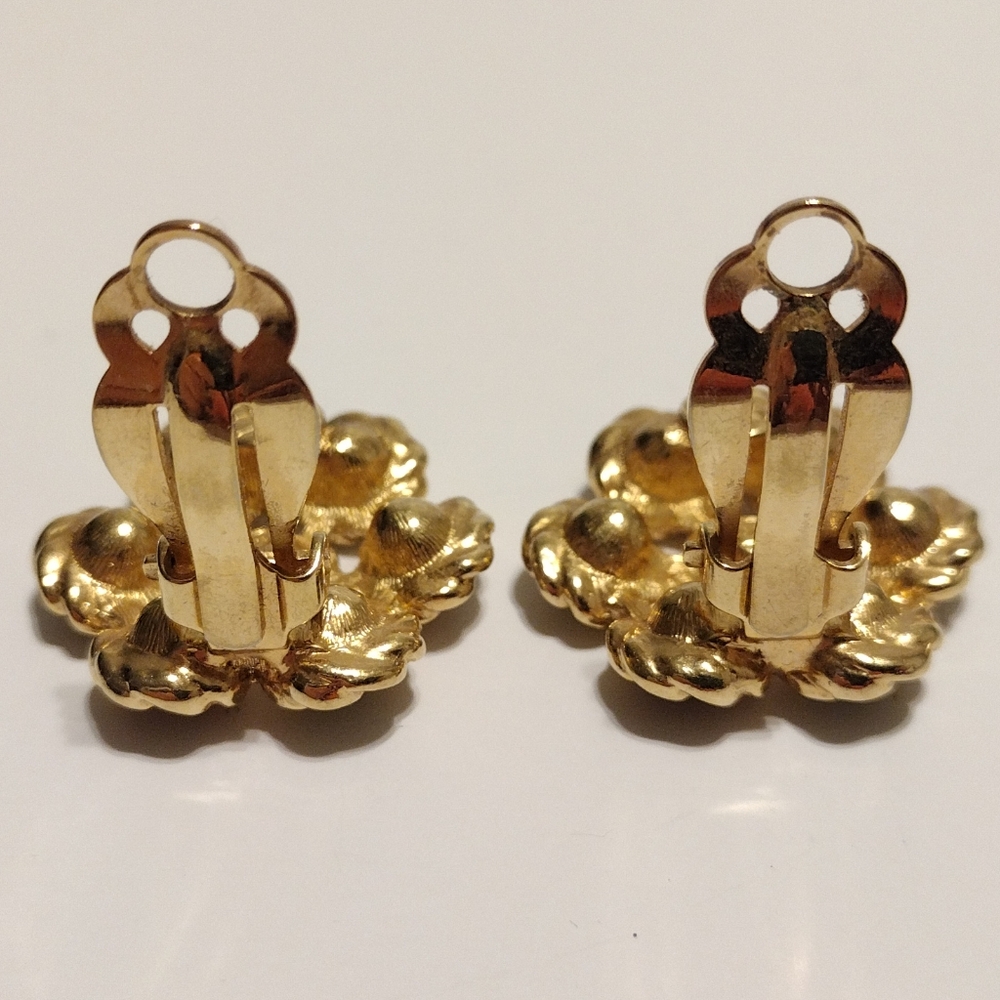 Swarovski Crystal Ruby Emerald Amethyst Gold Braided Cluster Clips - Picture 2 of 4